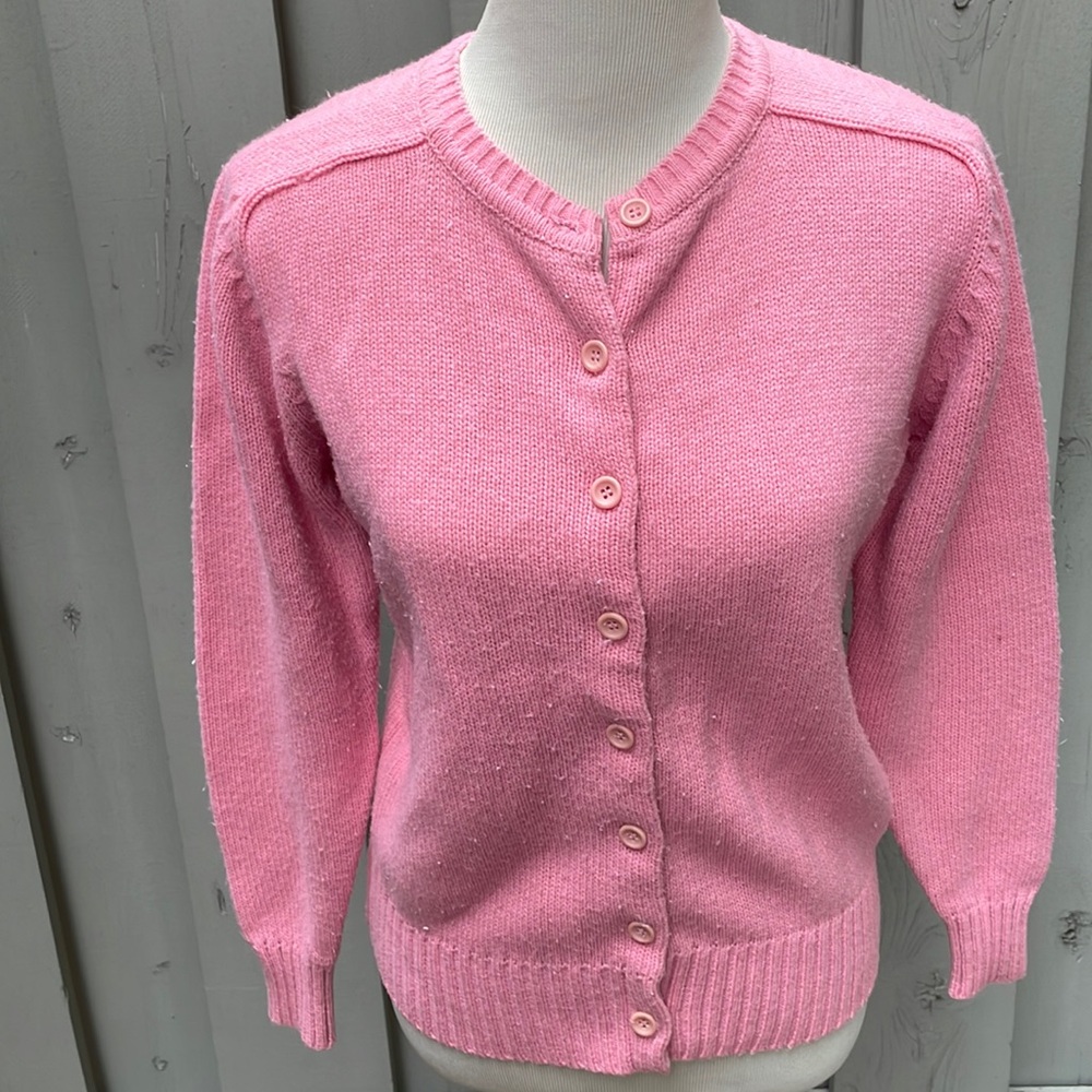 Townhouse Acrylic Pink Cardigan Button up Women’s Size Large